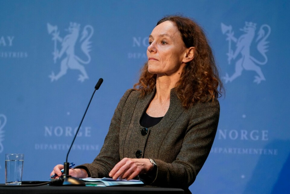 Oslo 20200408. Direktør ved Folkehelseinstituttet, Camilla Stoltenberg, under den daglige pressekonferansen om håndteringen av koronasituasjonen i NorgeFoto: Fredrik Hagen / NTB scanpix
