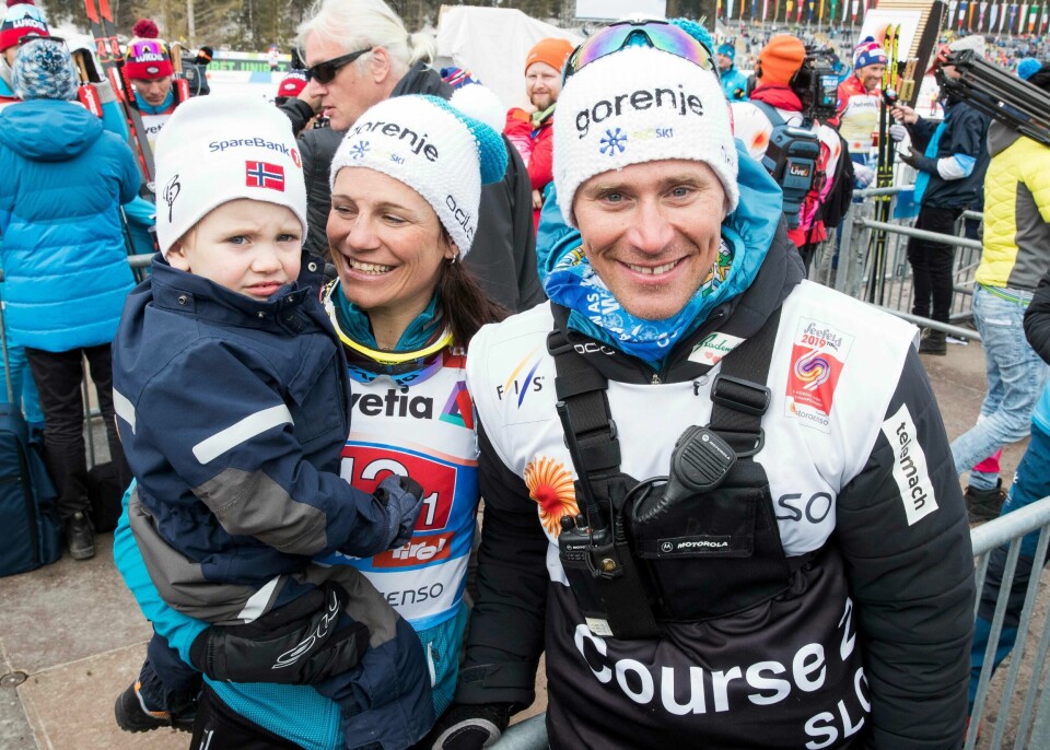 Ola Vigen Hattestad sammen med Katja Visnar og sønnen Ludvig. Foto: Terje Pedersen / NTB scanpix
