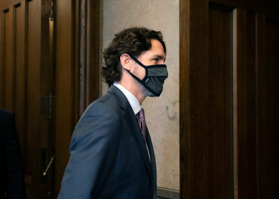 Canadas statsminister Justin Trudeau på vei inn i nasjonalforsamlingen i slutten av mai. Han vil ikke ha med Russland på det kommende G7-møtet i USA.