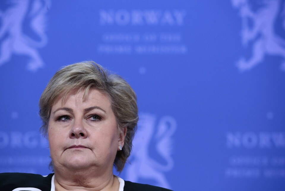 Oslo 20200313. Statsminister Erna Solberg (H) legger fram tiltakspakke i forbindelse med koronaviruset.Foto: Lise Åserud / NTB scanpix Oslo 20200313. Statsminister Erna Solberg (H) legger fram tiltakspakke i forbindelse med koronaviruset.Foto: Lise Åserud / NTB scanpix
