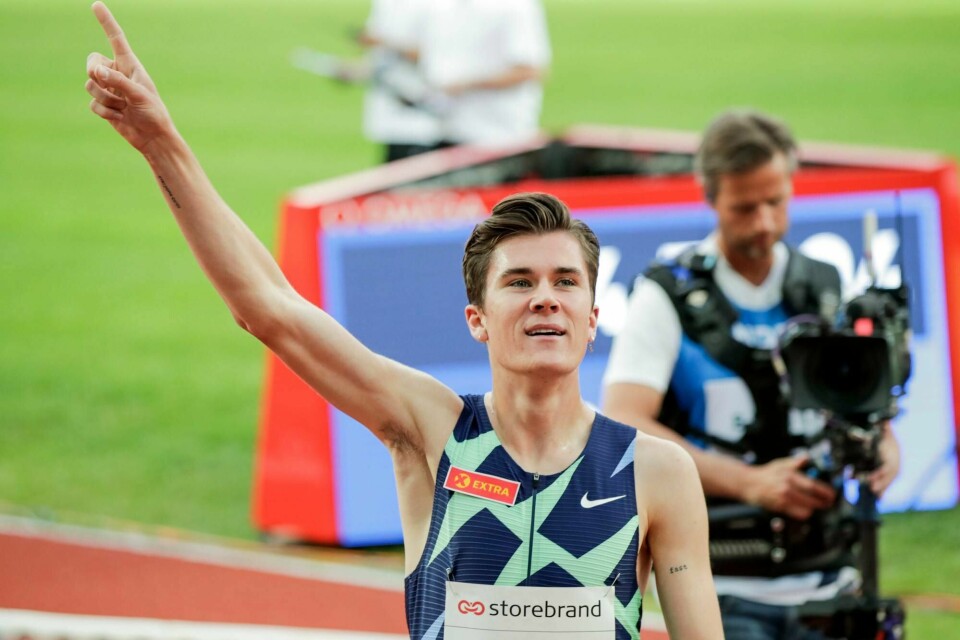 Jakob Ingebrigtsen satte europarkord på 200 meter for menn under Impossible Games på Bislett Foto: Vidar Ruud / NTB scanpix