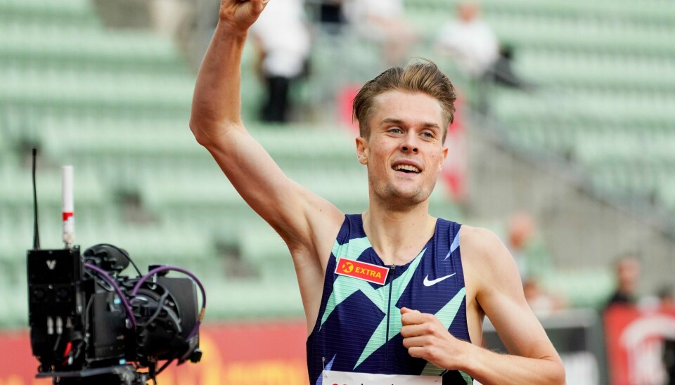 Filip Ingebrigtsen var synlig fornøyd da han satte rekorden på Bislett torsdag.