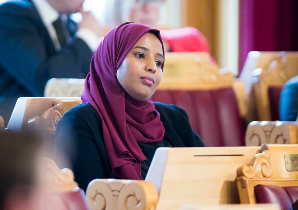 Marian Hussein (SV), her under Stortingets trontaledebatt 2019. Oslo 20191003. Marian Hussein (SV) under trontaledebatten.Foto: Terje Pedersen / NTB scanpix