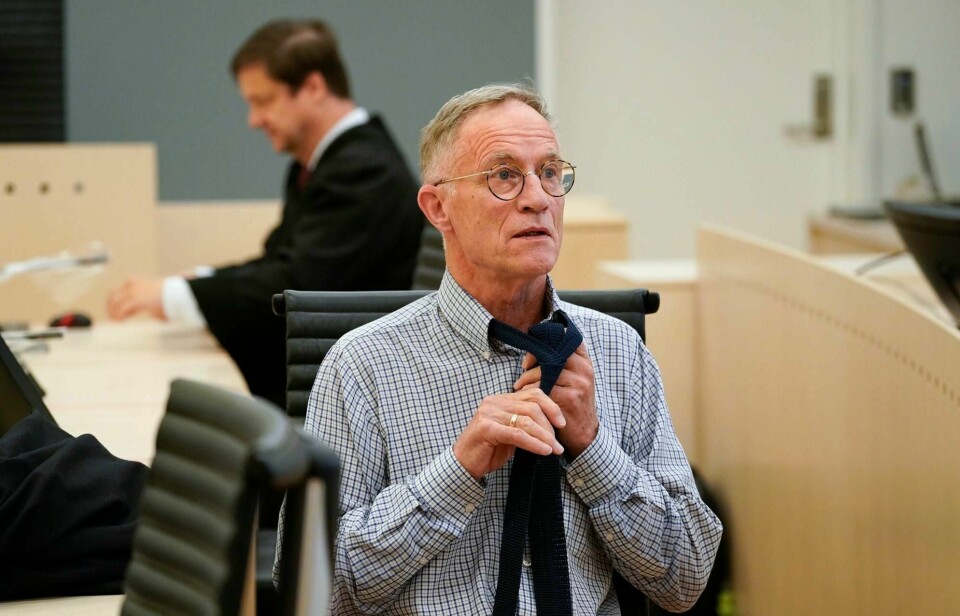 Gjermund Cappelens forsvarer Benedict de Vibe i Borgarting lagmannsrett i forbindelse med domsavsigelse i ankesaken mot Eirik Jensen og Gjermund Erik Cappelen.
