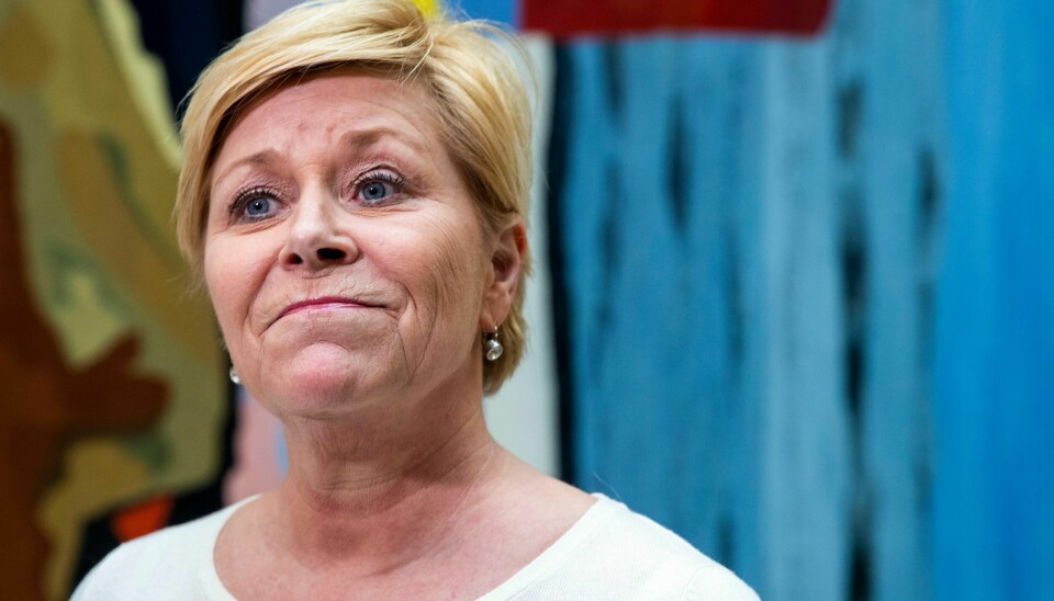 Oslo 20200312. Ledelsen i Frp med Siv Jensen med sin mening om regjeringens tiltaksplan mot Koronaviruset.Foto: Terje Pedersen / NTB scanpix