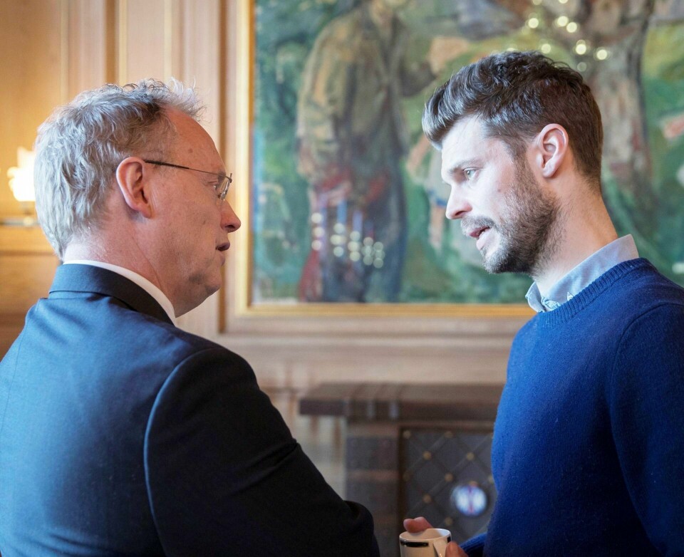 B yrådsleder Raymond Johansen (Ap) og Rødt-leder Bjørnar Moxnes kan glede seg over et knapt rødgrønt flertall.