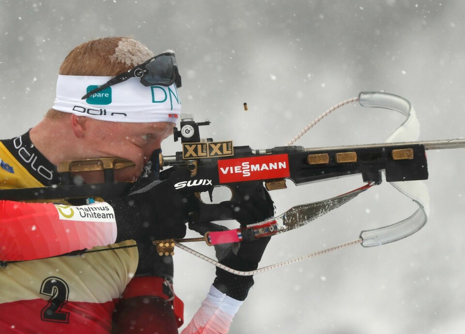 Johannes Thingnes Bø kunne juble for nok en seier da han vant jaktstarten i Oberhof.