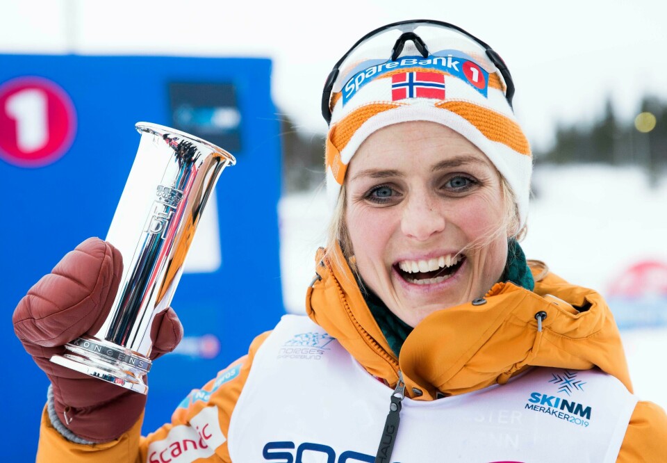 Therese Johaug vant 10 kilometeren med over minutts margin til Astrid Uhrenholdt Jacobsen og tok kongepokalen. Meråker 20190131.Therese Johaug under 10 km klassisk under NM på ski i Meråker torsdag.Foto: Terje Pedersen / NTB scanpix