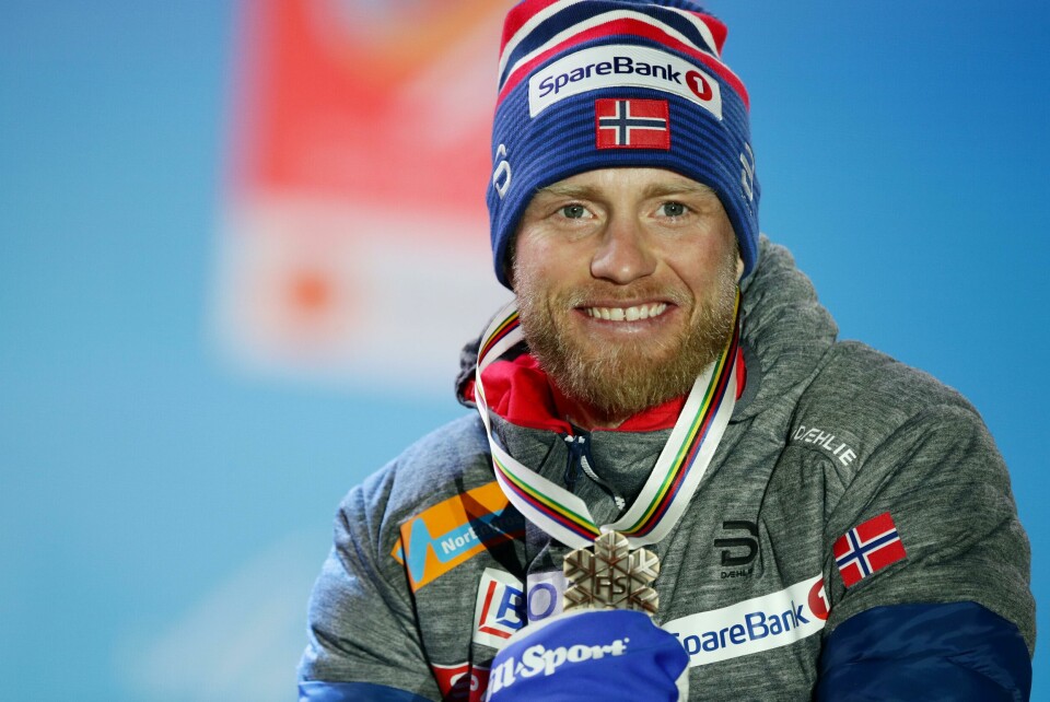 Cross-country skiing - FIS Nordic World Ski Championships - Men's Skiathlon - Seefeld, Austria - February 23, 2019 Bronze medalist NorwayÕs Martin Johnsrud Sundby poses during the medal ceremony REUTERS/Lisi Niesner Cross-country skiing - FIS Nordic World Ski Championships - Men's Skiathlon - Seefeld, Austria - February 23, 2019 Bronze medalist NorwayÕs Martin Johnsrud Sundby poses during the medal ceremony REUTERS/Lisi Niesner