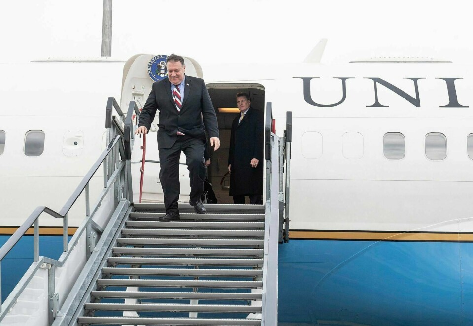 USAs utenriksminister Mike Pompeo ankommer Budapestog Ungarn.