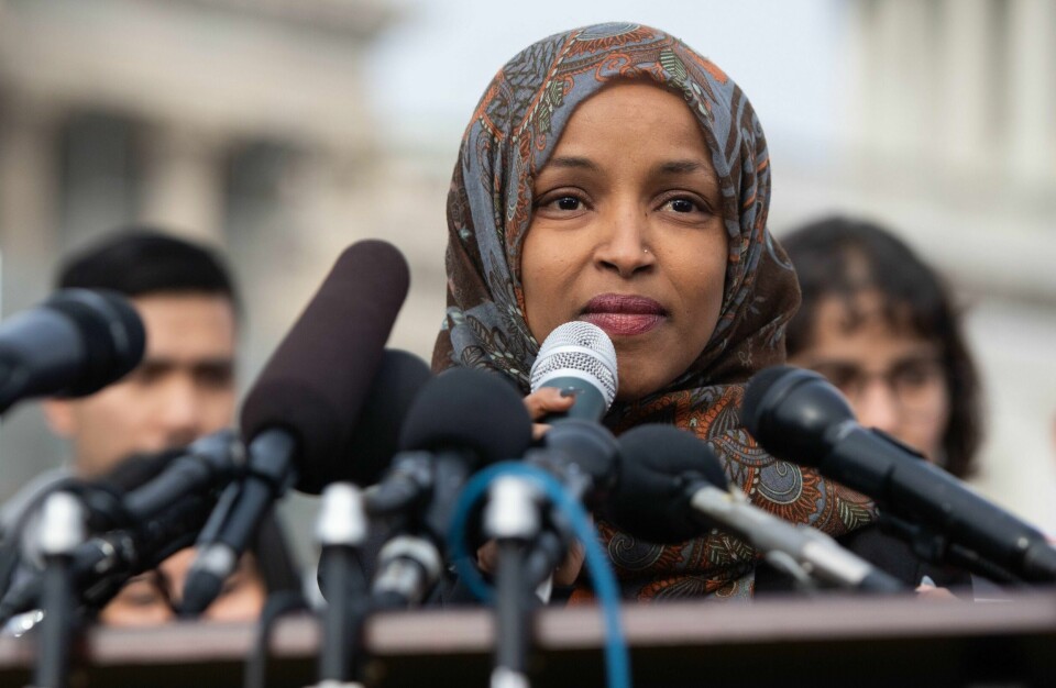 (FILES) In this file photo taken on February 7, 2019 US Representative Ilhan Omar, Democrat of Minnesota, speaks during a press conference calling on Congress to cut funding for US Immigration and Customs Enforcement (ICE) and to defund border detention facilities, outside the US Capitol in Washington, DC. - Ilhan Omar, one of the first two Muslim women in the US Congress, drew stern rebukes from Republicans and fellow Democrats on February 11, 2019 after suggesting US support for Israel is fueled by money from the pro-Israel lobby AIPAC. The Minnesota freshman has faced criticism for weeks over her positions on the Jewish state, but it boiled over late Sunday after she reacted to a Republican critic in a tweet. (Photo by SAUL LOEB / AFP)