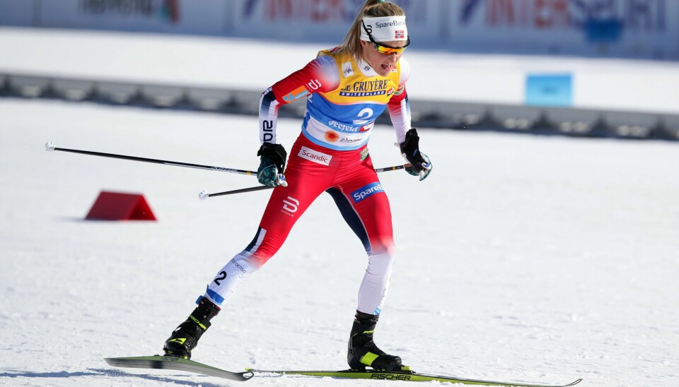 Therese Johaug i aksjon i løypene i Seefeld lørdag. Foto: Lisi Niesner/Reuters/NTB scanpix