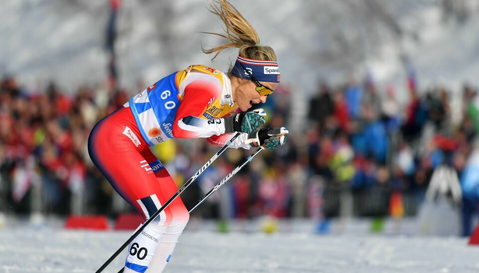 Therese Johaug i fint driv i Seefeld tirsdag. Foto: NTB scanpix