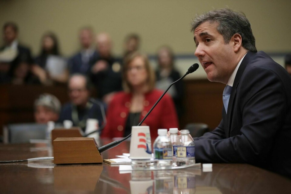 Donald Trumps tidligere advokat Michael Cohen under onsdagens kongresshøring