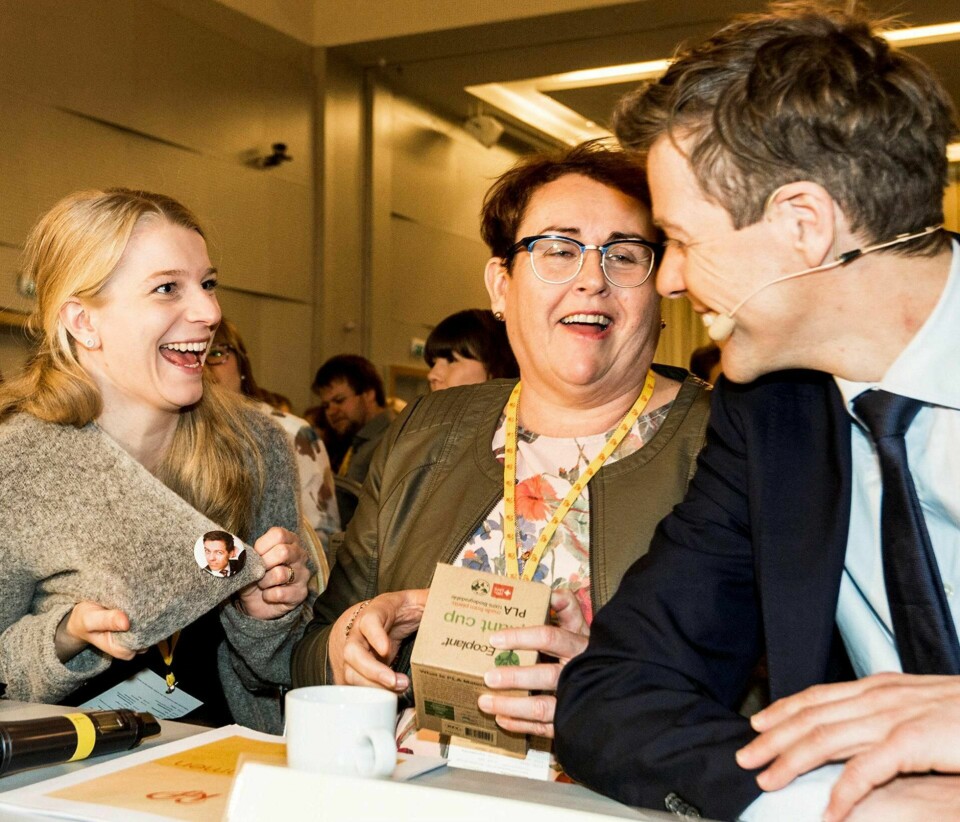 KRF: Ida Lindtveit Røse sammen med Olaug Bollestad og Knut Arild Hareide på KrF-landsmøtet i 2017. Nå skal hun forene politikk og PR. FOTO: NED ALLEY/NTB SCANPIX