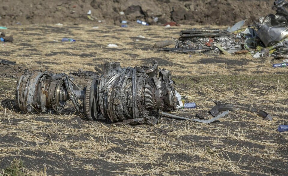 Vrakdeler fra det styrtede Boeing 737 MAX 8-flyet i Etiopia.