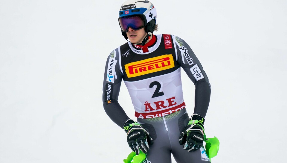 Tirsdag starter rettssaken mellom Henrik Kristoffersen og Norges skiforbund om retten til individuell sponsoravtale med Red Bull. Her fra slalomkonkurransen under VM i Åre i februar. Foto: Cornelius Poppe / NTB scanpix