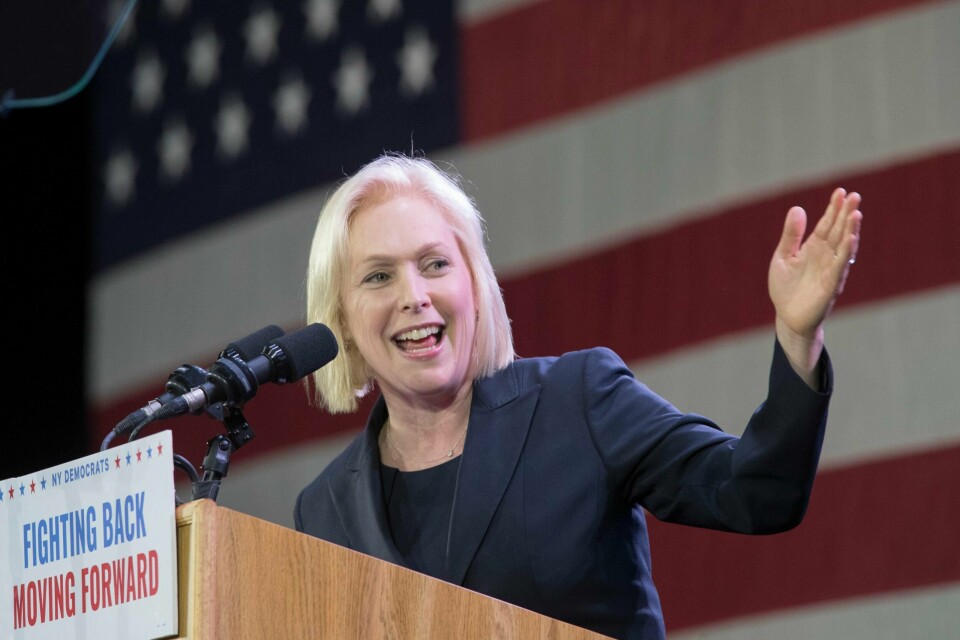 Gillibrand fotografert under en valgvake i New York i forbindelse med mellomvalget i november. Foto: Mary Altaffer / AP / NTB scanpix