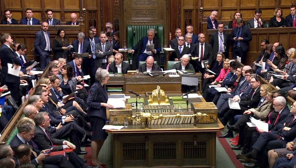 In this grab taken from video, Britain's Prime Minister Theresa May speaks during Prime Minister's Questions in the House of Commons, London, Wednesday March 27, 2019. British lawmakers are preparing to vote Wednesday on alternatives for leaving the European Union as they seek to end an impasse following the overwhelming defeat of the deal negotiated by Prime Minister Theresa May. (House of Commons/PA via AP)