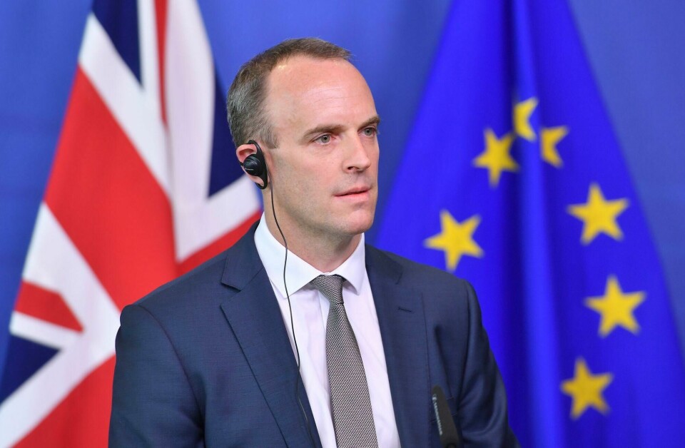 (FILES) In this file photo taken on August 31, 2018 Britain's Brexit Secretary Dominic Raab gives a joint press conference with EU Chief Brexit Negotiator at the European Commission in Brussels. - British Prime Minister Theresa May suffered a huge blow on November 15, 2018 as Dominic Raab quit as her Brexit secretary, saying he 'must resign' over the proposed EU withdrawal agreement. (Photo by Emmanuel DUNAND / AFP) (FILES) In this file photo taken on August 31, 2018 Britain's Brexit Secretary Dominic Raab gives a joint press conference with EU Chief Brexit Negotiator at the European Commission in Brussels. - British Prime Minister Theresa May suffered a huge blow on November 15, 2018 as Dominic Raab quit as her Brexit secretary, saying he 'must resign' over the proposed EU withdrawal agreement. (Photo by Emmanuel DUNAND / AFP)