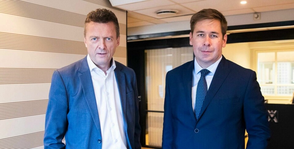 Advokatene Brynjulf Risnes (t.v.) og Ilja Novikov representerer spiontiltalte Frode Berg. Rettssaken mot nordmannen starter i Moskva 2. april.