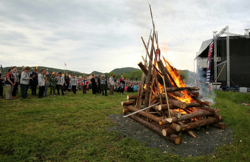 Norges speiderforbunds landsleir åpnet i helgen. Mandag og tirsdag er mange av speiderne på haik i fjellet, og noen måtte ha hjelp med mindre skader og nedkjøling. Foto: Alexander Vestrum, NTB scanpix