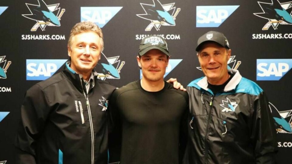 Rudolfs Balcers signerte toveiskontrakt med San Jose Sharks foran årets sesong. Foto: San Jose Sharks