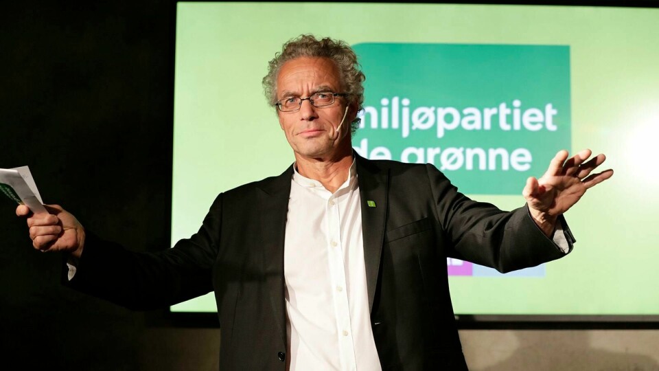 Rasmus Hansson under Miljøpartiet De Grønnes (MDG) valgvake på MESH i Oslo.