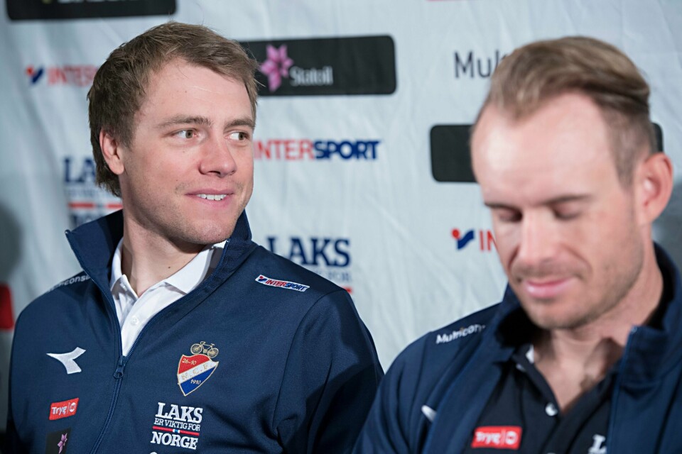 Edvald Boasson Hagen (t.v.) og Alexander Kristoff og Alexander Kristoff er enig om taktikken foran søndagens fellesstart. Den er foreløpig hemmelig. Foto: Marit Hommedal / NTB scanpix
