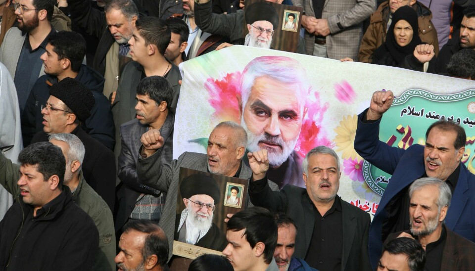 Iranske demonstranter protesterer mot USAs luftangrep som førte til at general Qasem Soleimani ble drept. Foto: Atta Kenare/NTB scanpix