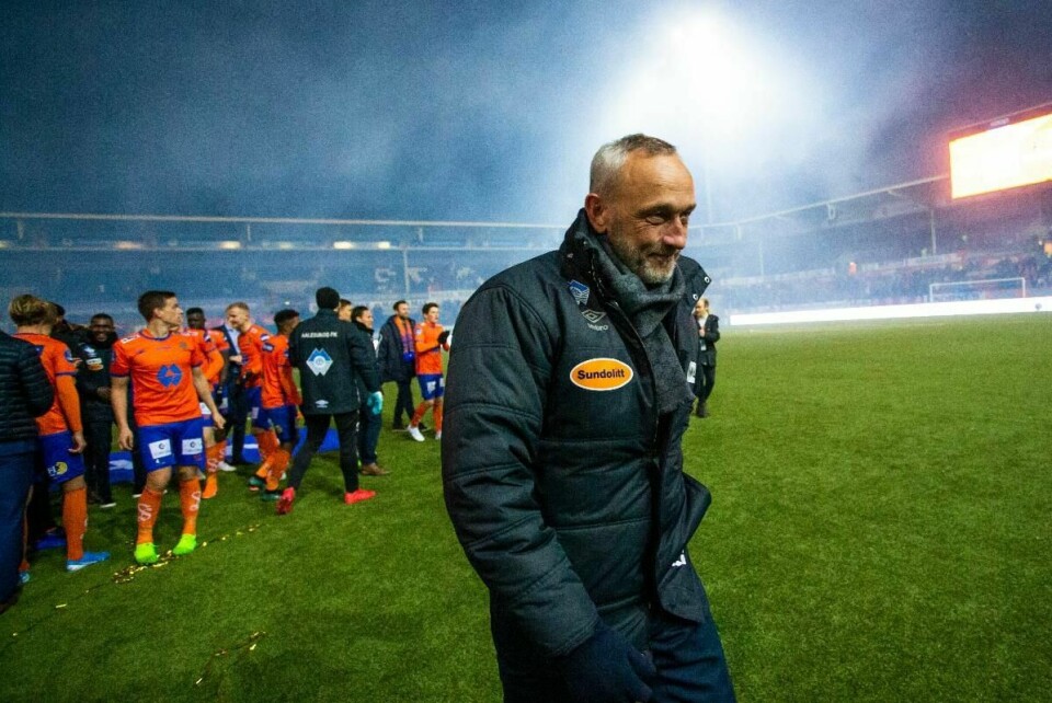 Lars Bohinen etter opprykket med Aalesund i fjor høst.