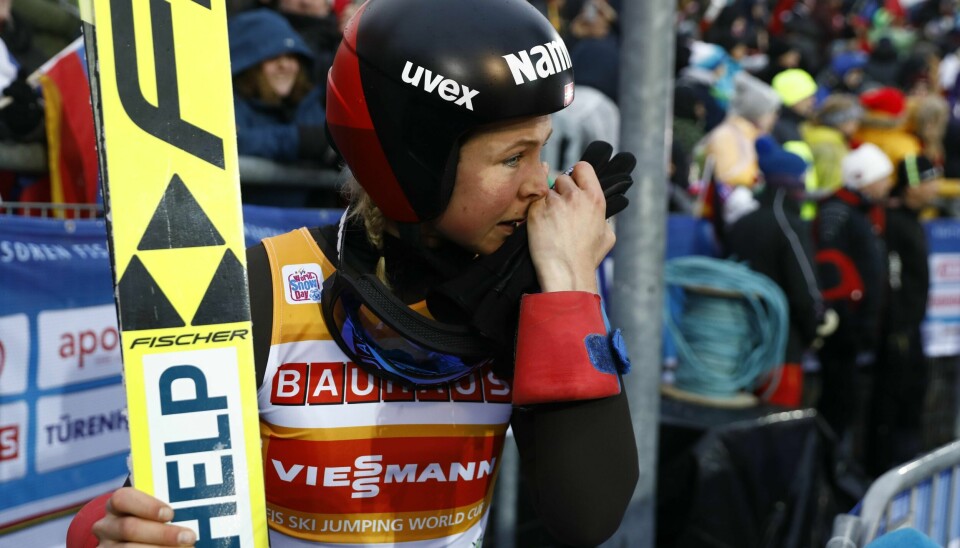 Maren Lundby hoppet langt, men ikke langt nok i japan. Bildet er fra et tidligere renn.
