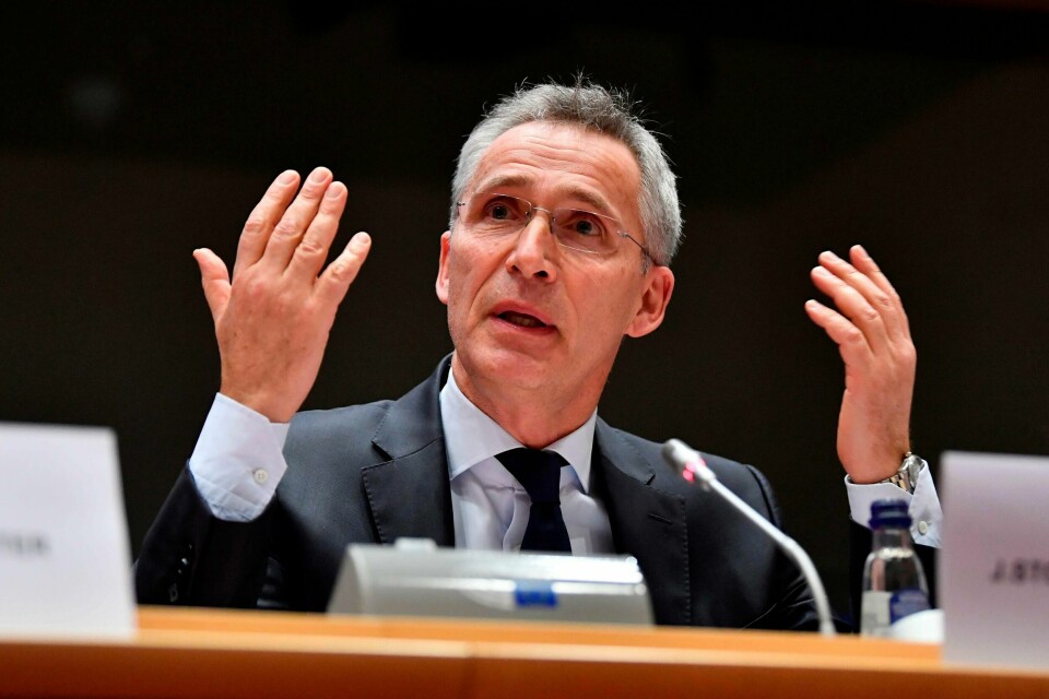 NATO Secretary General Jens Stoltenberg addresses the European Parliament Committee on Foreign Affairs (AFET) and Sub-Committee on Security and Defence (SEDE) at the EU headquarters in Brussels on January 21, 2020. (Photo by JOHN THYS / AFP)