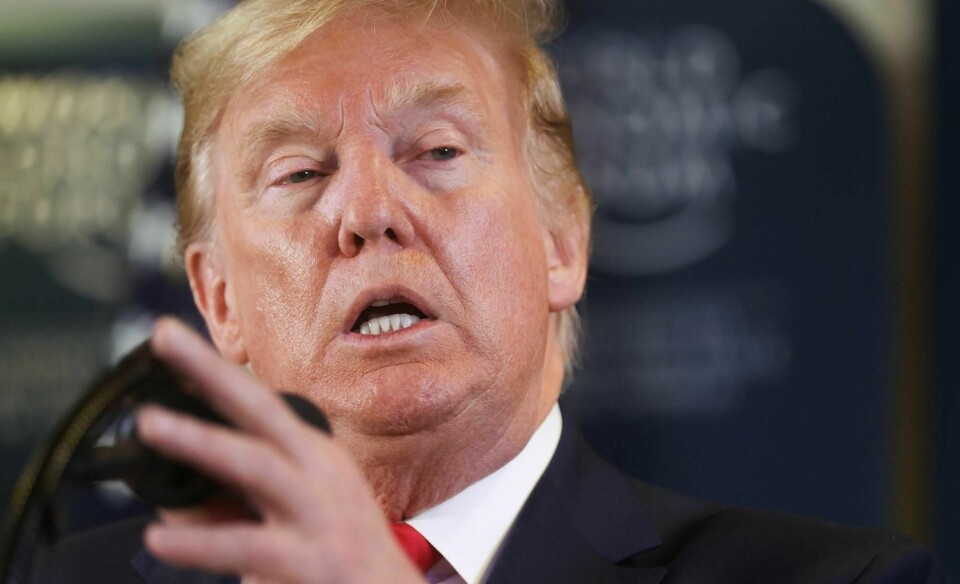 USAs president Donald Trump under en pressekonferanse under World Economic Forum i Davos i Sveits onsdag.