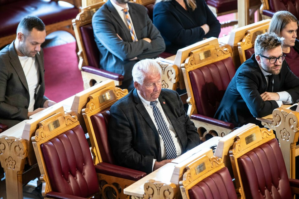 Frps Carl I. Hagen under redegjørelsen for Nav-saken i Stortinget. Foto: Stian Lysberg Solum / NTB scanpix