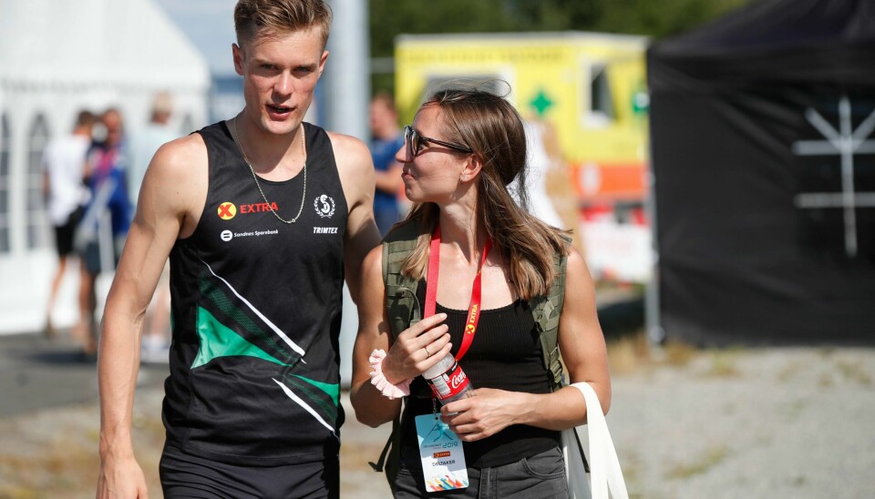 Filip Ingebrigtsen og Astrid Mangen Ingebrigtsen blir snart foreldre. Her under NM på Hamar sist august. Foto: Vidar Ruud / NTB scanpix.
