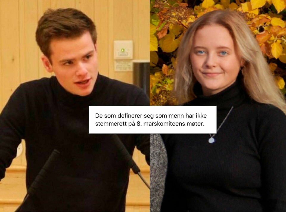 I kraft av at 8. marskomiteen har ekskludert et kjønns demokratiske rettigheter på et møte, vil ikke parolemøtet lenger være, per definisjon, feministisk, skriver innleggsforfatterne. Foto: Privat