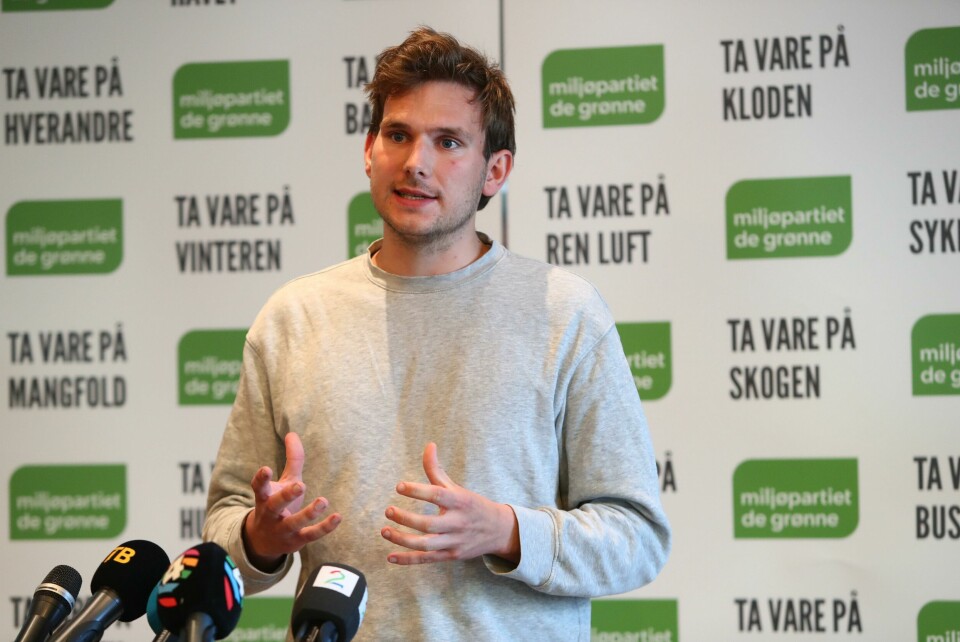 BU-leder i Gamle Oslo Teodor Bruu (MDG) sier et tverrpolitisk bydelsutvalg, fra Rødt til Frp, er enige om å invitere NRK til å ta over Botsen. Oslo 20190521.Nasjonal talsperson Teodor Bruu på pressekonferanse i forkant av Miljøpartiet De Grønnes landsmøte.Foto: Ryan Kelly / NTB scanpix