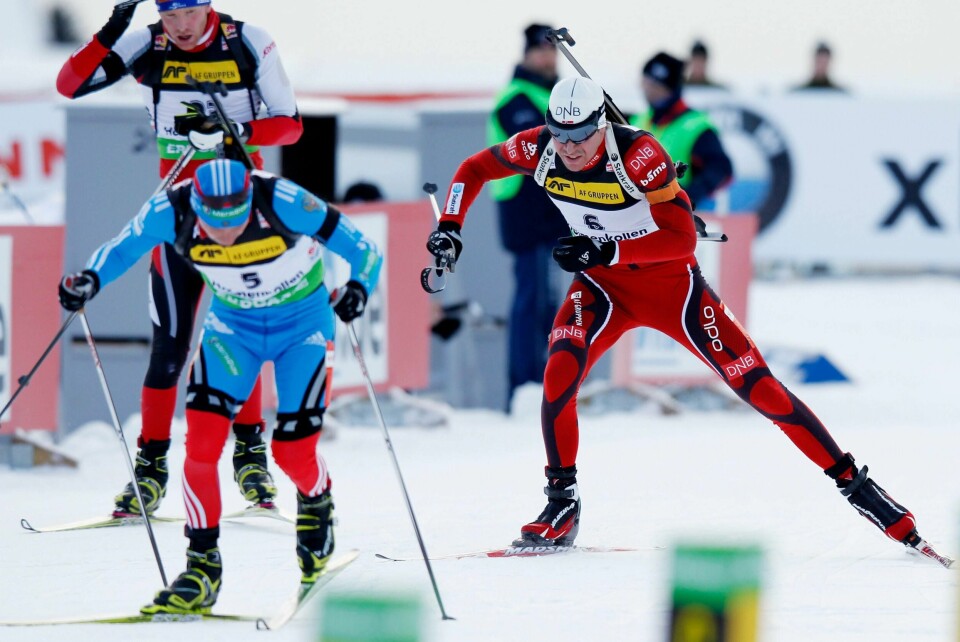 Russiske Jevgenij Ustjugov er fratatt sine resultatet i OL-sesongen og dermed får Emil Hegle Svendsen OL-bronse fra Sotsji i 2014. Foto: Håkon Mosvold Larsen / Scanpix