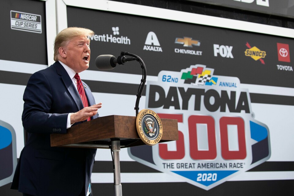 Donald Trump i Daytona Beach, Florida, søndag. Foto: Alex Brandon / AP / NTB scanpix