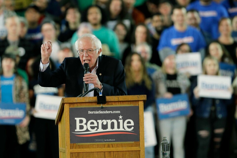 Democratic presidential candidate Sen. Bernie Sanders I-Vt., speaks at a campaign event in Tacoma, Wash., Monday, Feb. 17, 2020. (AP Photo/Ted S. Warren)