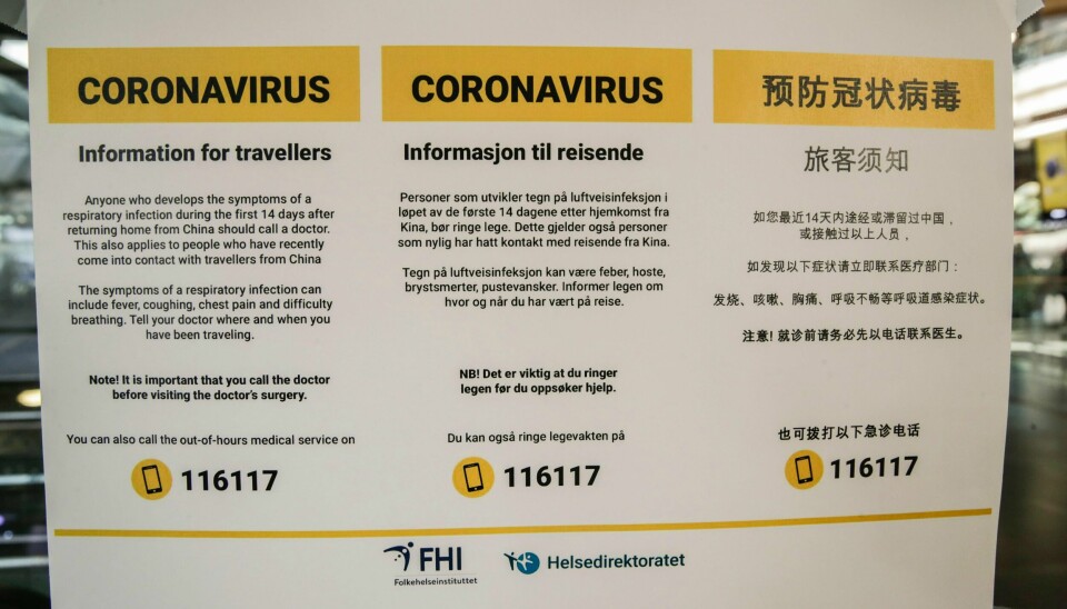 Slik blir de reisende informert ved Oslo lufthavn Gardermoen.