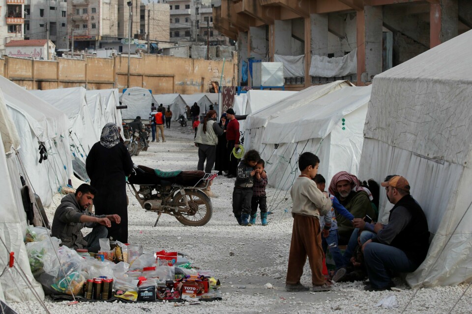 Internt fordrevne syrere i en av de mange leirene i Idlib nordvest i Syria. Foto: Umit Bektas/Ntb Scanpix