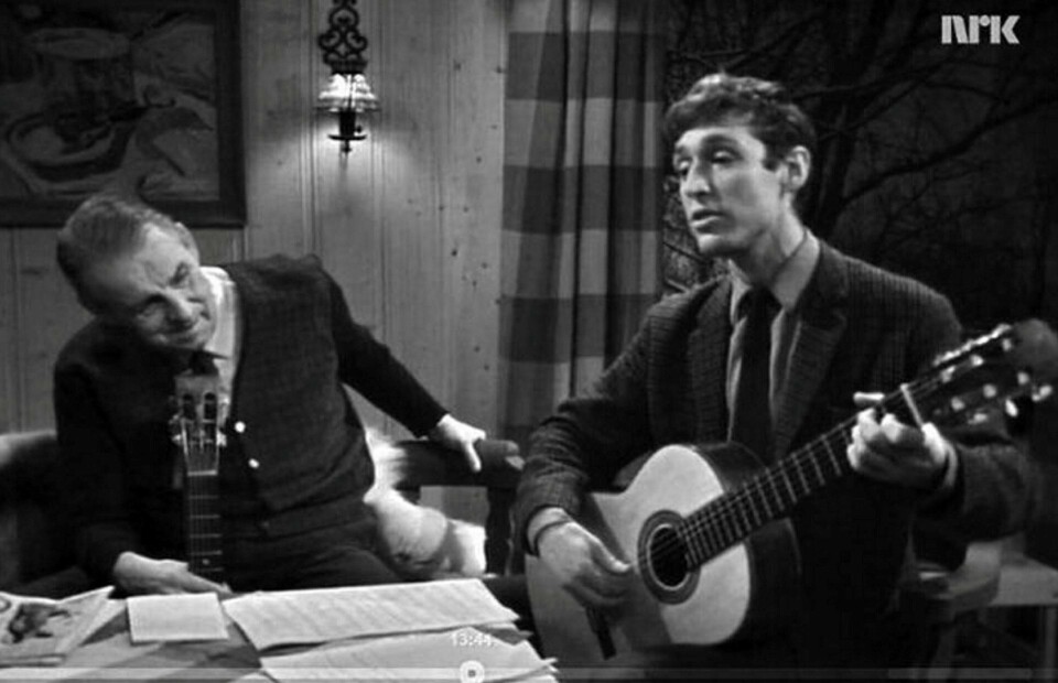 Alf Cranner sammen med Alf Prøysen på TV i 1969. Foto: NRK Alf Cranner sammen med Alf Prøysen på TV i 1969. Foto: NRK