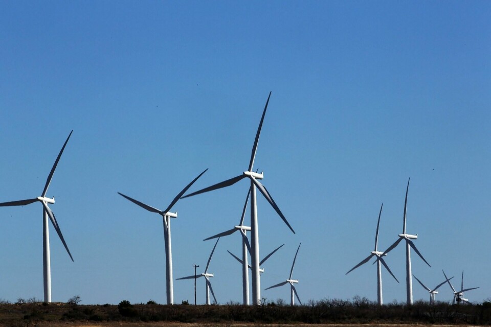 COLORADO CITY, TX - JANUARY 21: Wind turbines are viewed at a wind farm on January 21, 2016 in Colorado City, Texas. Wind power accounted for 8.3 percent of the electricity generated in Texas during 2013. Texas, which in just the last five years has tripled its oil production and delivered hundreds of billions of dollars into the economy, is looking at what could be a sustained downturn in oil prices. Oil, which has now fallen to under $30 a barrel, has forced many oil companies to let go of workers and to abandon future projects. Spencer Platt/Getty Images/AFP== FOR NEWSPAPERS, INTERNET, TELCOS & TELEVISION USE ONLY == COLORADO CITY, TX - JANUARY 21: Wind turbines are viewed at a wind farm on January 21, 2016 in Colorado City, Texas. Wind power accounted for 8.3 percent of the electricity generated in Texas during 2013. Texas, which in just the last five years has tripled its oil production and delivered hundreds of billions of dollars into the economy, is looking at what could be a sustained downturn in oil prices. Oil, which has now fallen to under $30 a barrel, has forced many oil companies to let go of workers and to abandon future projects. Spencer Platt/Getty Images/AFP
== FOR NEWSPAPERS, INTERNET, TELCOS & TELEVISION USE ONLY ==