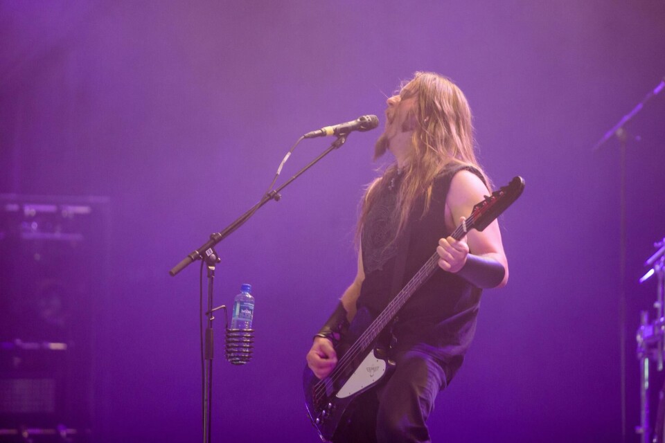 Enslaved, her på Øyafestivalen 2015 Oslo 20150812.
Bandet Enslaved på scenen under Øyafestivalen i Tøyenparken i Oslo onsdag ettermiddag.
Foto: Audun Braastad / NTB scanpix