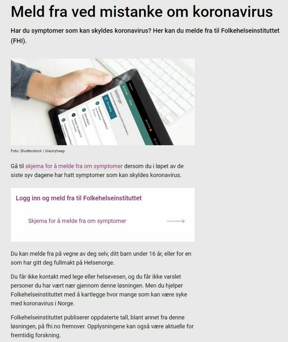 46.000 har meldt fra om sykdomstegn de siste få dagene ###