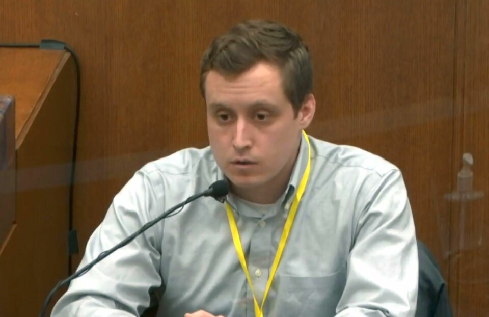 Bradford Langenfeld vitnet i George Floyd-rettssaken mandag. Foto: Court TV / AP / NTB Bradford Langenfeld vitnet i George Floyd-rettssaken mandag. Foto: Court TV / AP / NTB