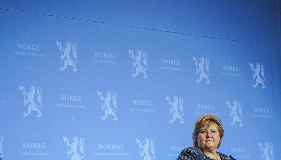 Statsminister Erna Solberg holder pressekonferanse. Statsminister Erna Solberg holder pressekonferanse.