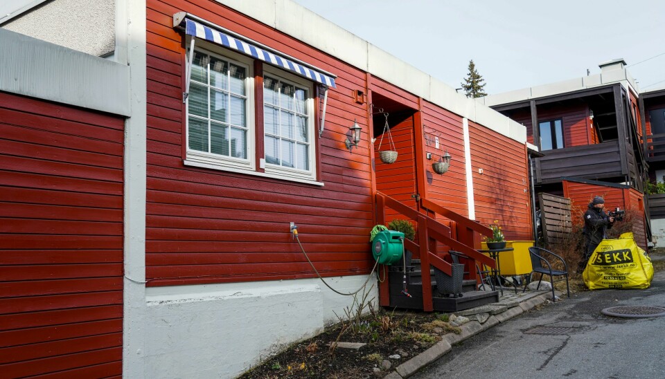 Leiligheten der advokat Tor Kjærvik ble drept på Røa i Oslo mandag 12. april 2021. Tirsdag starter rettssaken mot advokatens sønn i Romerike og Glåmdal tingrett Advokat Tor Kjærvik (70) ble skutt og drept på Røa i Oslo mandag kveld. Foto: Ole Berg-Rusten / NTB